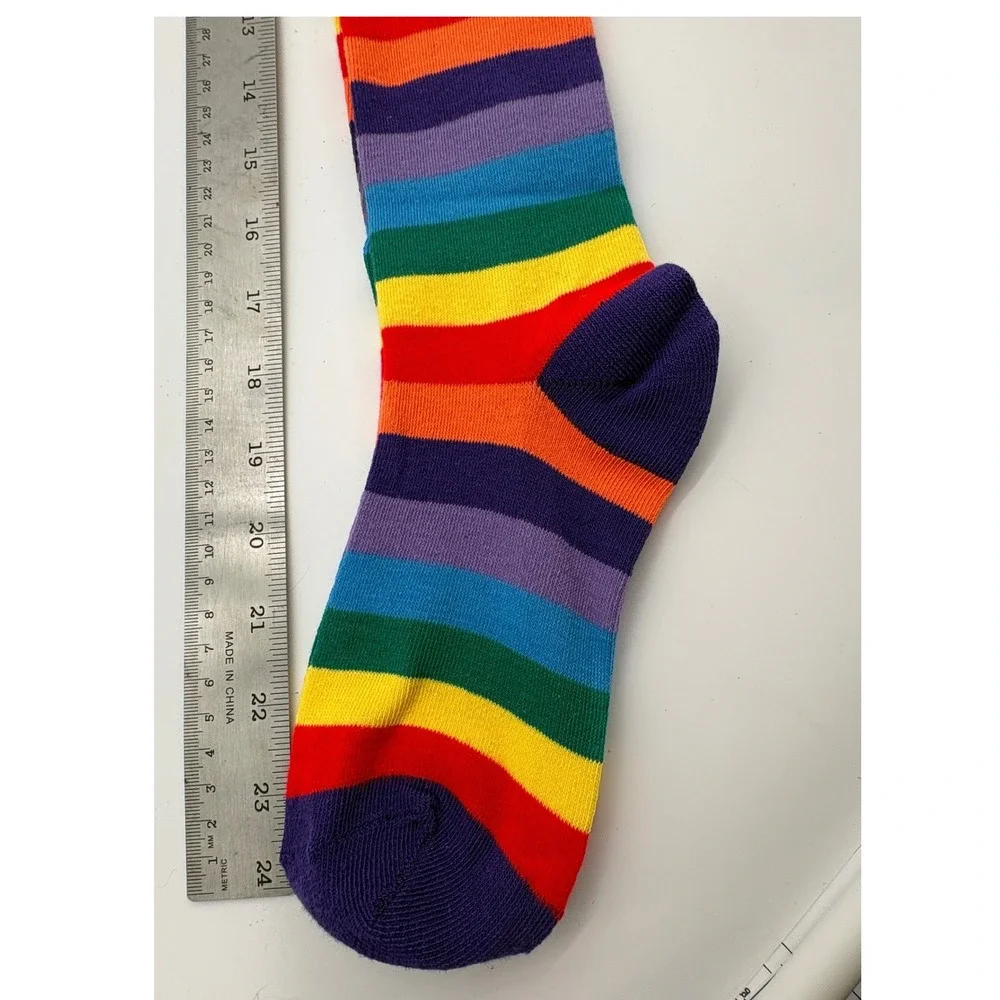 Rainbow Striped Thigh High Socks One Size NIB Kpop Jpop Cosplay Anime Idol